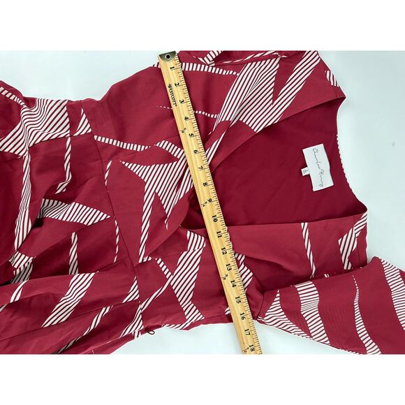 Charles Henry‎ Size S Dress Printed Mini Long Sleeve Dress V-Neck Burgundy Geo - Picture 12 of 13